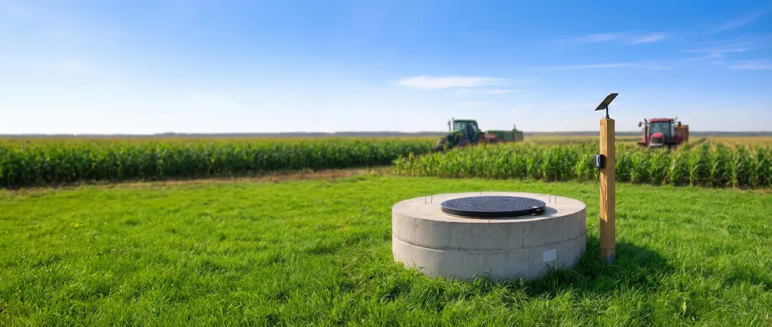 Envirodot-Gerät im Einsatz auf dem Feld mit angebrachtem Solarpanel